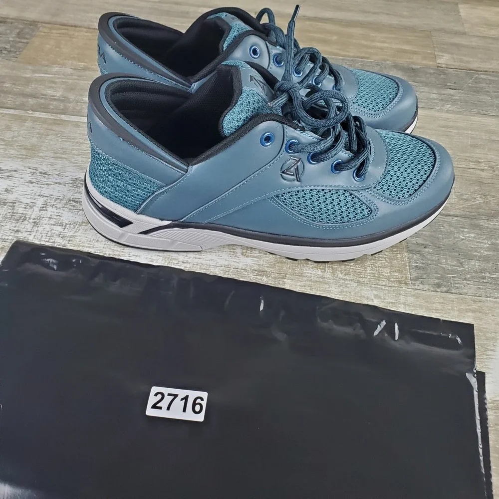 Zeba‎ Hands-Free Slip On Mens Shoes Sz 10.5 Athletic Blue Lace-Up Sneakers